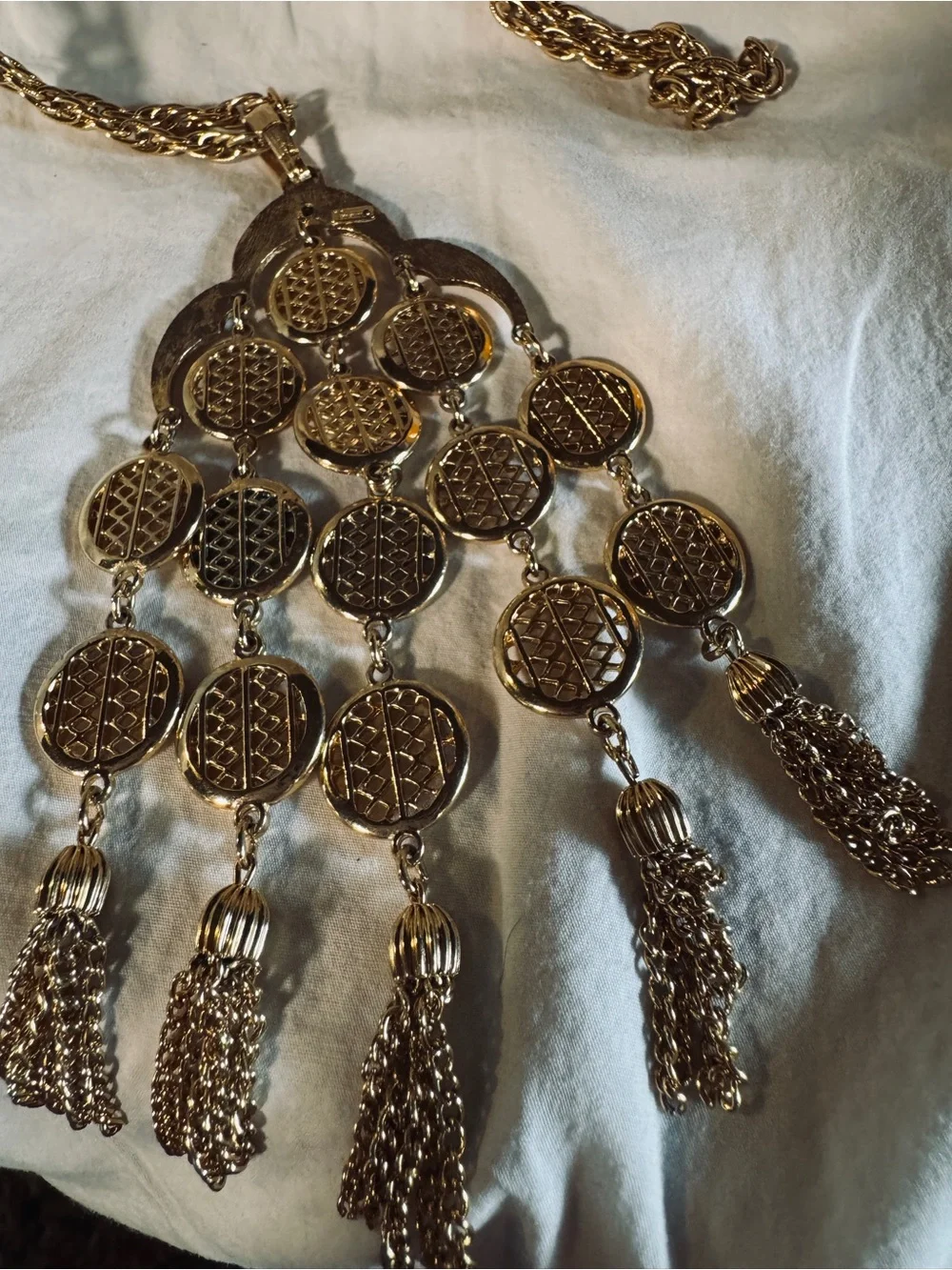 Trafari Gold Tassel Medallion Statement Necklace / Belt - Women Jewelry - Picture 2 of 5